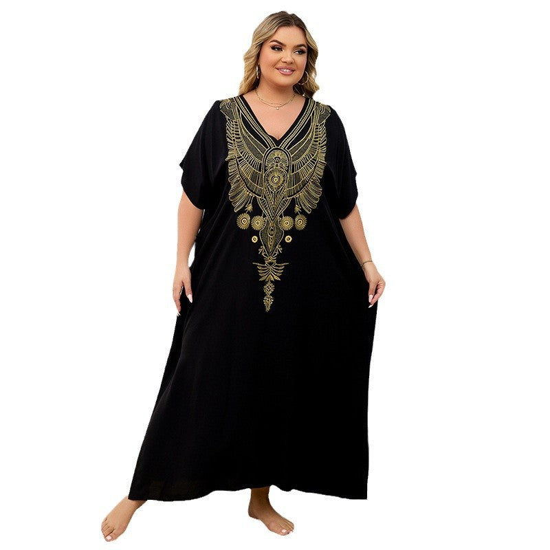 Women's Kaftan gown with ornate golden motif Ivyshape