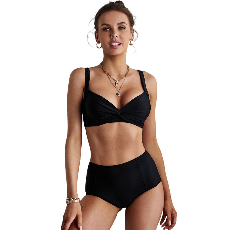 Ladies high-waisted bikini set with stylish twist Ivyshape