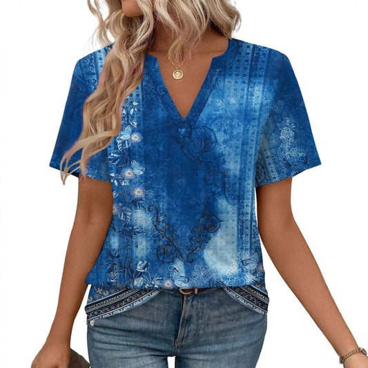 Women Casual V-Neck T-Shirt Ivyshape