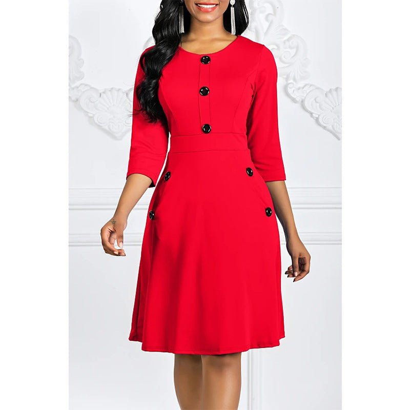 Women’s midi dress with button details and stylish cut Ivyshape