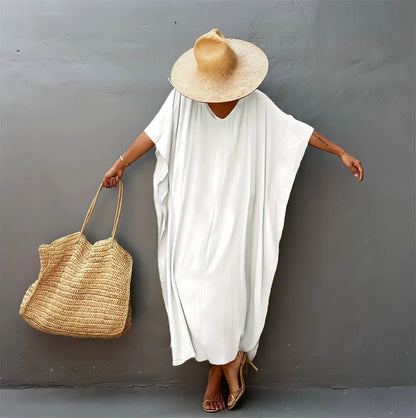Ladies maxi dress with elegant V-neck silhouette and adjustable belt Ivyshape
