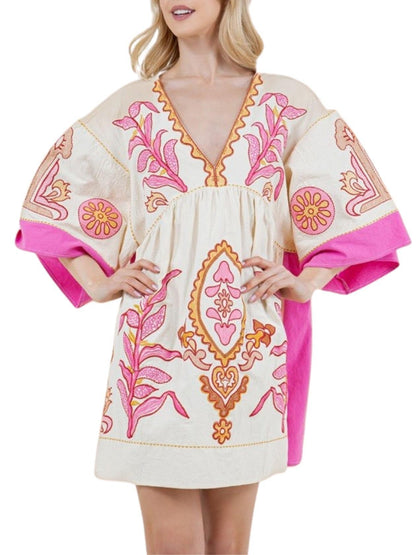 Women embroidered Bohemian Kaftan dress Ivyshape
