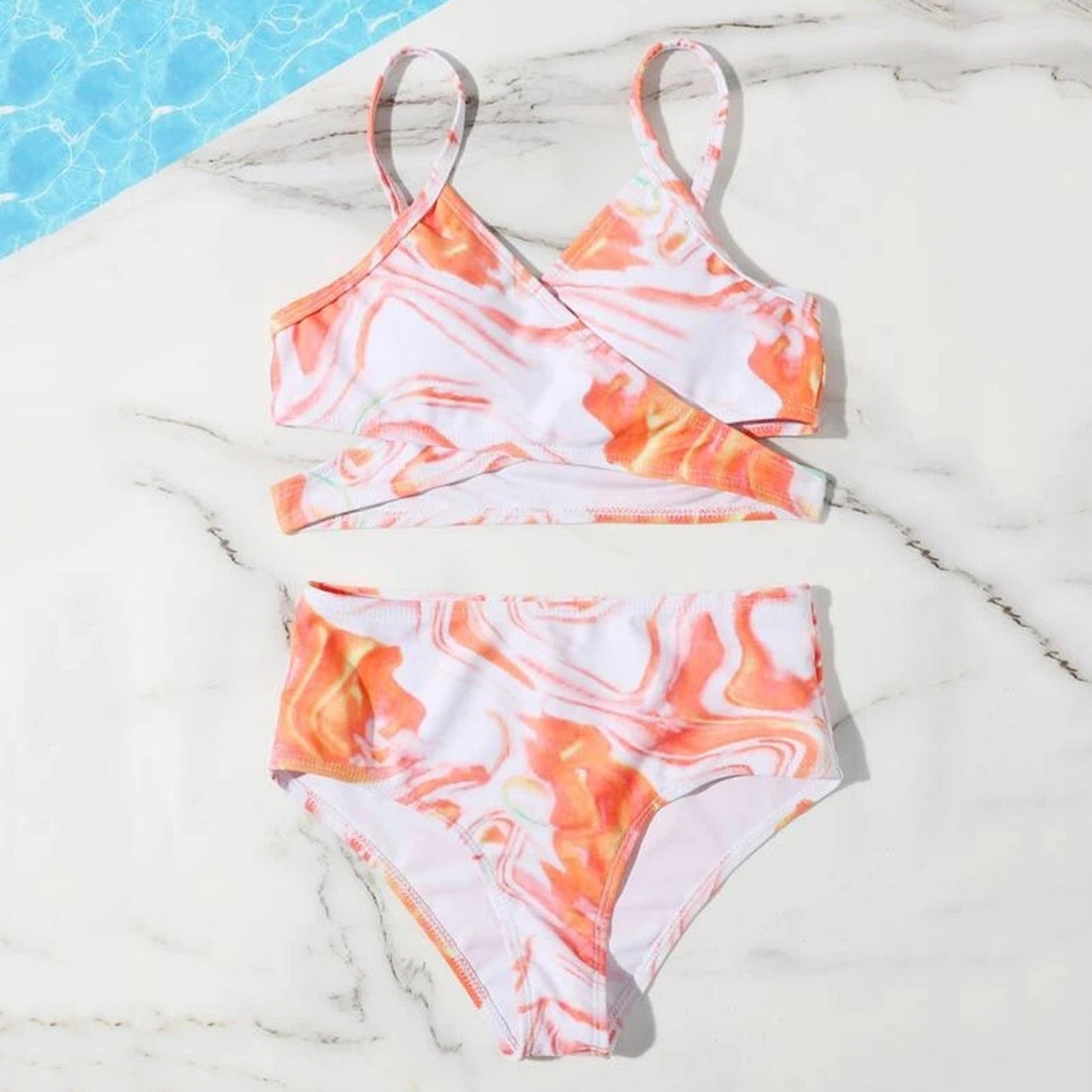 Women's tankini set with elegant wrap top and high-waisted shorts Ivyshape
