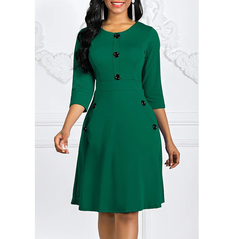 Women’s midi dress with button details and stylish cut Ivyshape