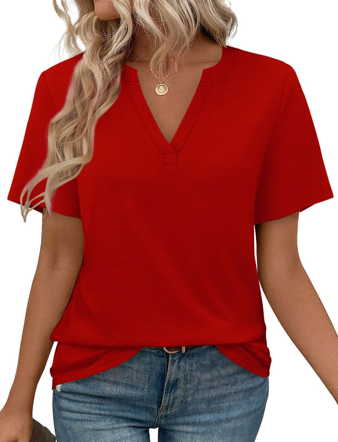 Women Casual V-Neck T-Shirt Ivyshape