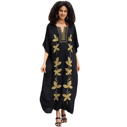 Ladies Kaftan with elaborate floral embroidery design Ivyshape