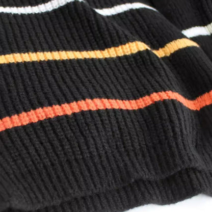Women's casual knit cardigan with colorful striped pattern and open front Ivyshape