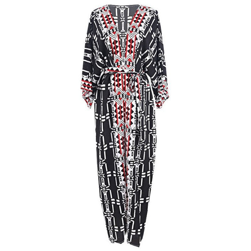 Ladies Maxi Kaftan with elegant ethnic design and deep slits Ivyshape