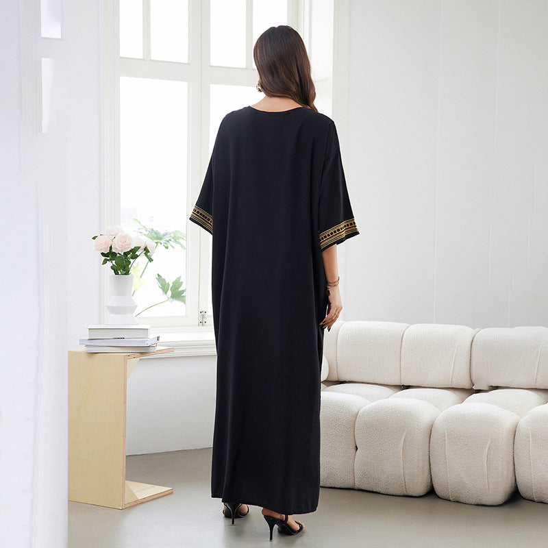 Women’s Maxi Kaftan with artistic graphic design and flowing silhouette Ivyshape