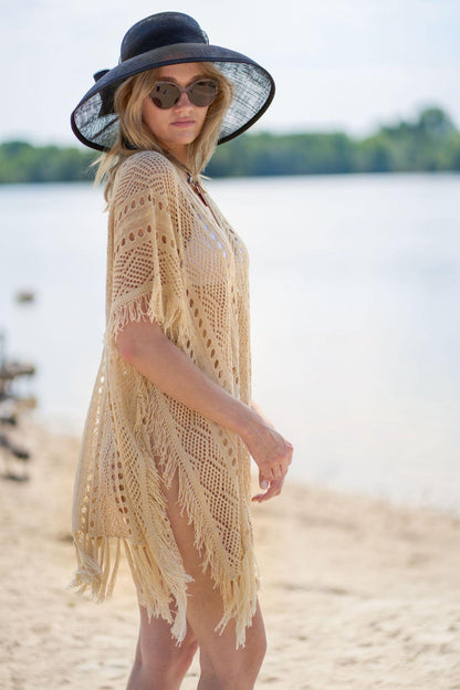 Women's crochet beach layers with fringes Ivyshape