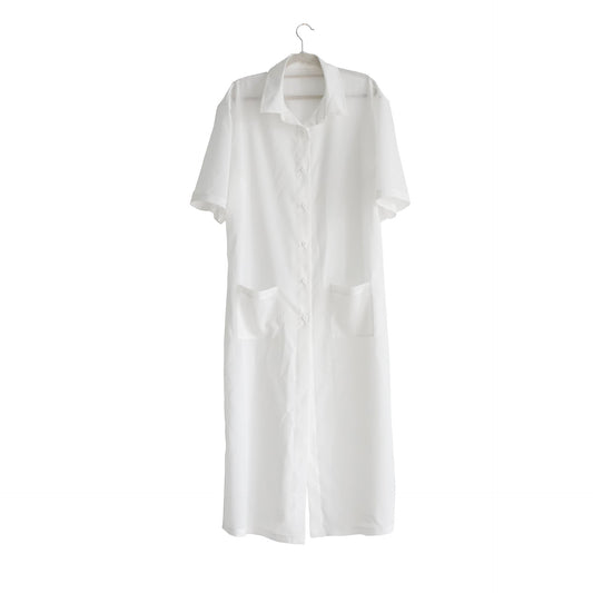 Ladies airy long sleeve shirt dress with practical pockets Ivyshape