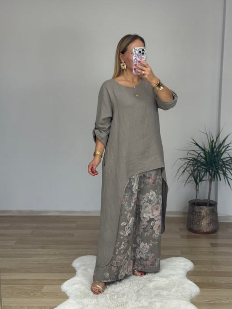 Women Relaxed Fit Linen Tunic Top Ivyshape