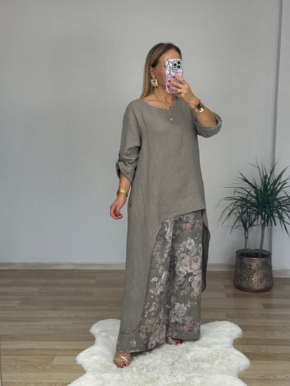Women Relaxed Fit Linen Tunic Top Ivyshape