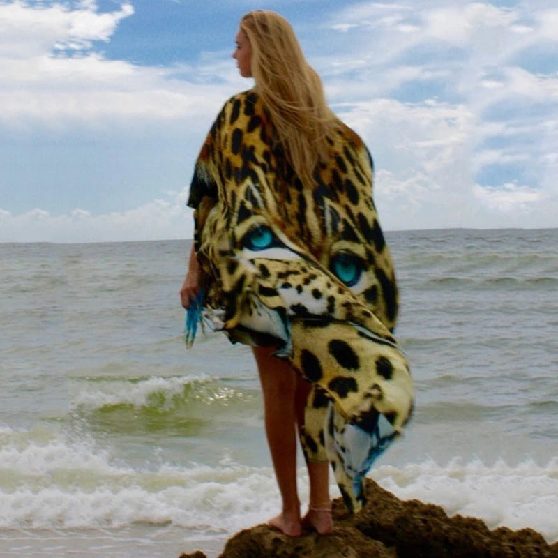 Women's Kaftan Cover-Up with Lively Animal Design Ivyshape