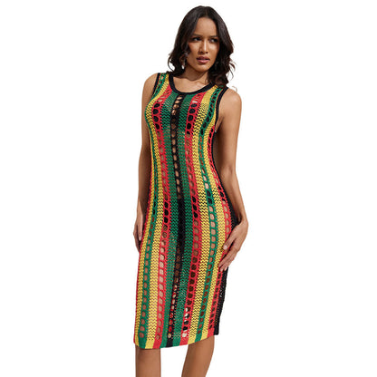 Women's crochet dress with exciting stripe pattern Ivyshape