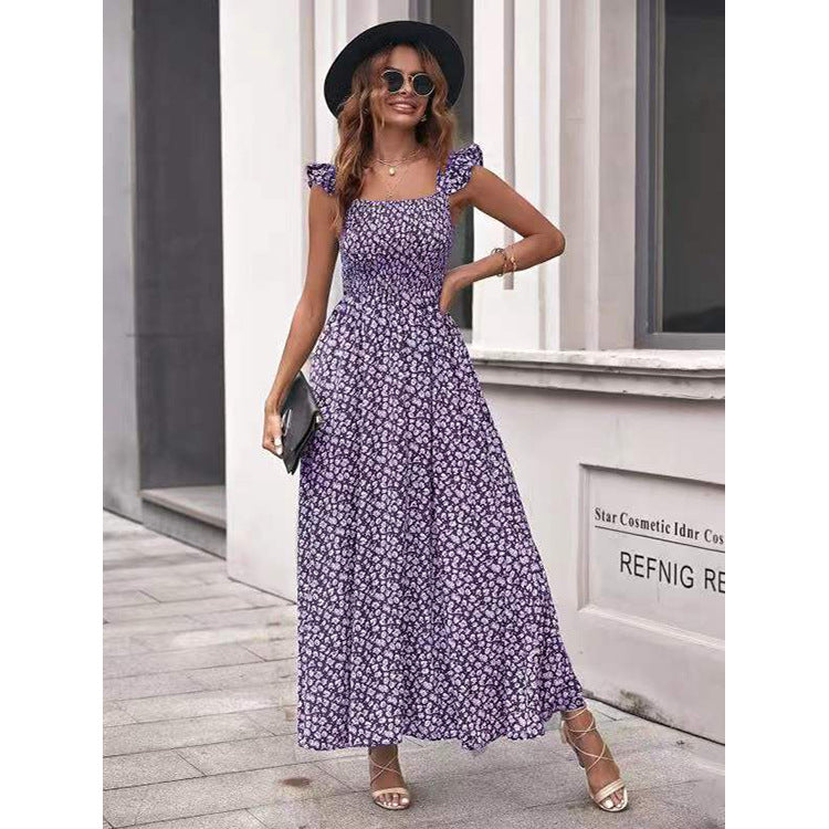 Women’s maxi dress with floral ruffle details and casual cut Ivyshape