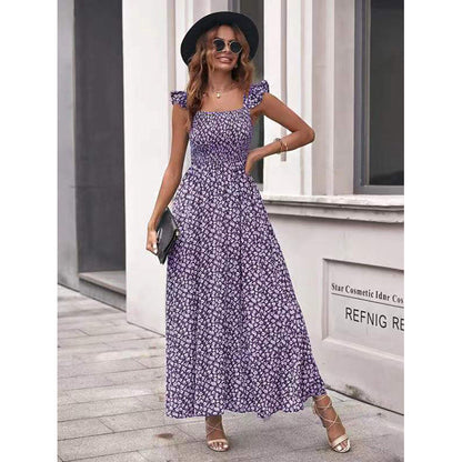 Women’s maxi dress with floral ruffle details and casual cut Ivyshape
