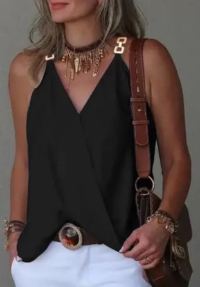 Ladies Stylish Sequin-coated V-neck Tank Top Ivyshape