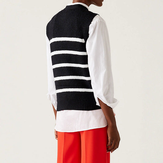Women's striped knitted vest with textured finish Ivyshape