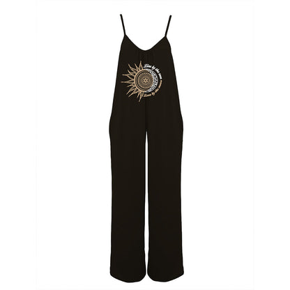 Ladies jumpsuit with decorative sun print Ivyshape