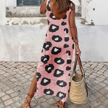 Ladies Maxi Dress with trendy leopard pattern and casual cut Ivyshape
