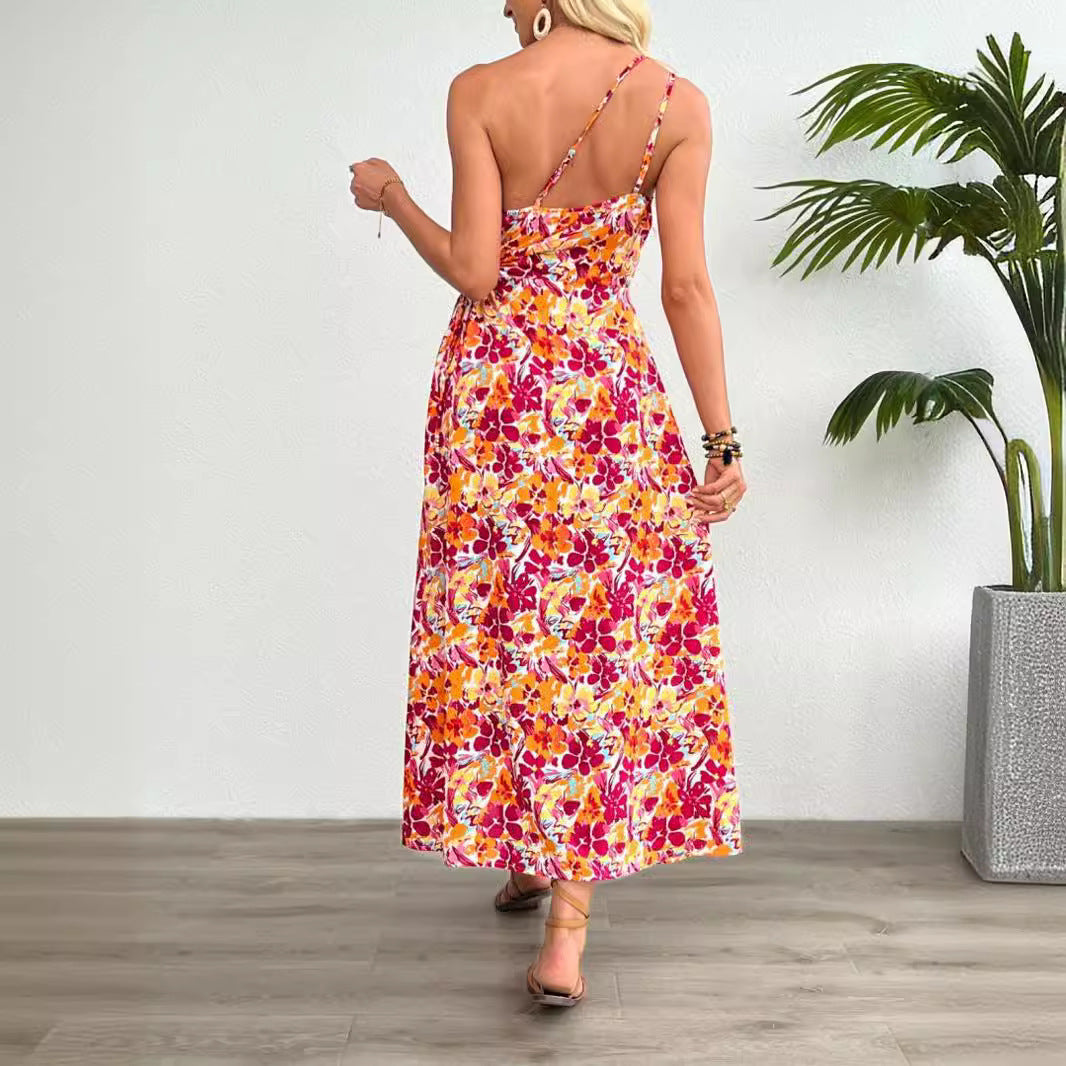 Women’s maxi dress with floral pattern and side slit Ivyshape