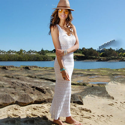 Women's Knit Maxidress with Intricate Crochet Pattern Ivyshape