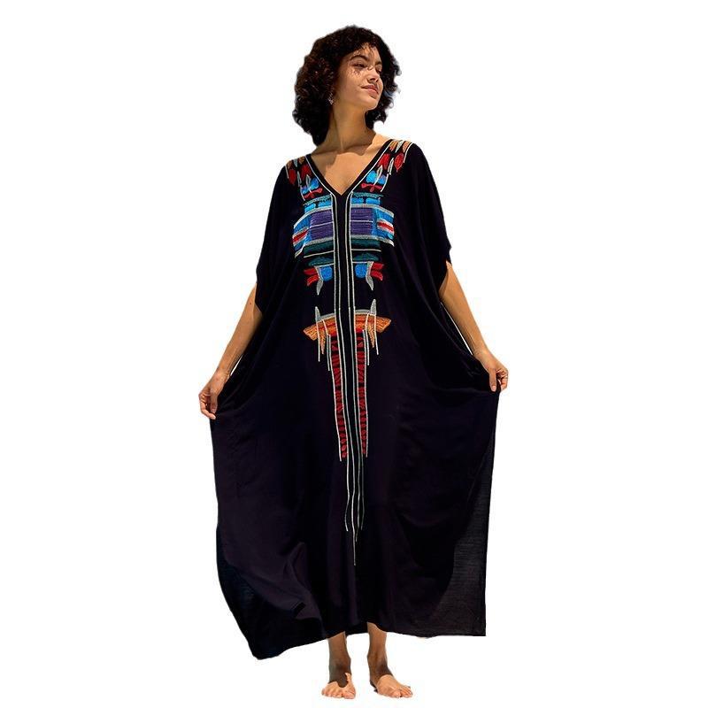 Women's Kaftan with elaborate colorful embroidery Ivyshape