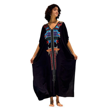 Women's Kaftan with elaborate colorful embroidery Ivyshape