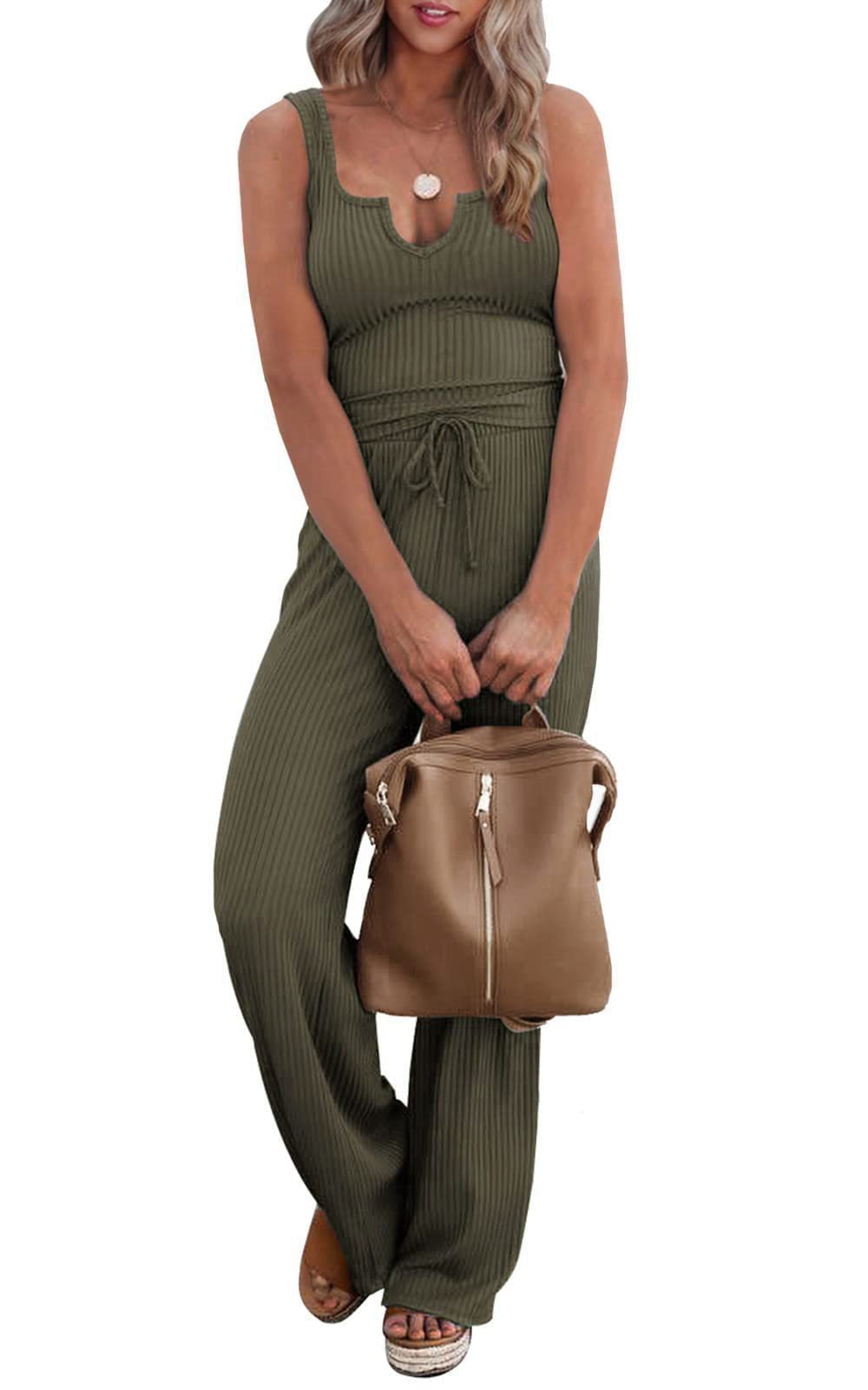 Women's jumpsuit with deep neckline and elastic waistband Ivyshape