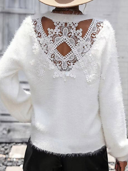 Women's sweater with elegant lace back accent Ivyshape