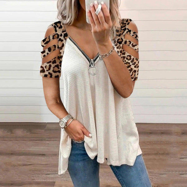 Women Trendy Zipper Detail Cutout Top Ivyshape