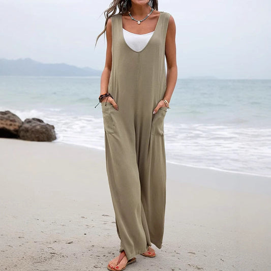 Women Relaxed Fit Wide Leg Jumpsuit Ivyshape