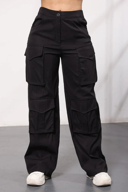 Ladies Stylish Wide Cargo Pants Ivyshape