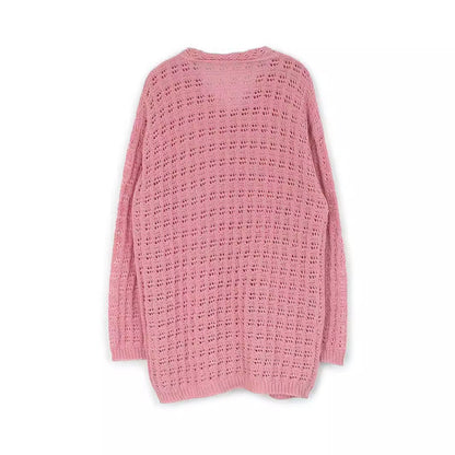 Women airy knitted cardigan with buttons and open cut Ivyshape