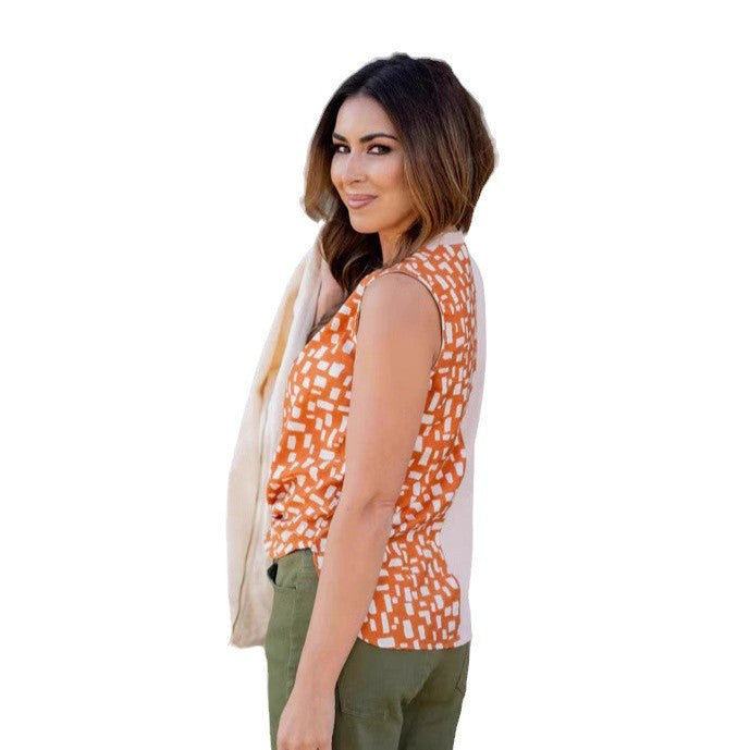 Ladies stylish patterned sleeveless top Ivyshape