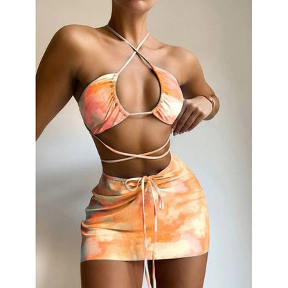 Women's Colorful Crop Top and Skirt Set Ivyshape