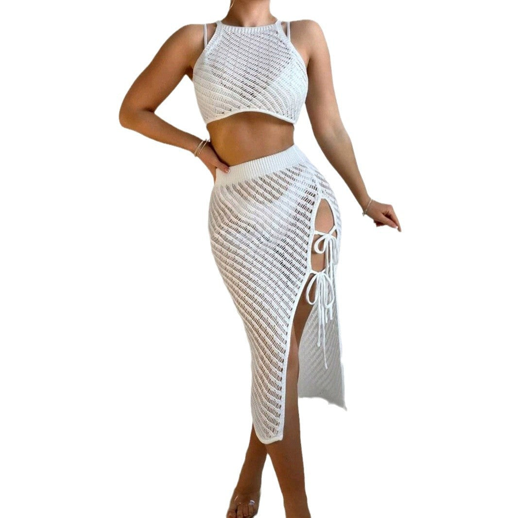 Ladies beach dress in macrame style Ivyshape