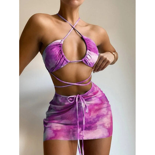 Women's Colorful Crop Top and Skirt Set Ivyshape