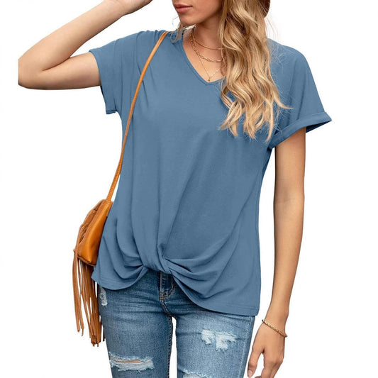 Women's Knot V-Neck Casual Top Ivyshape