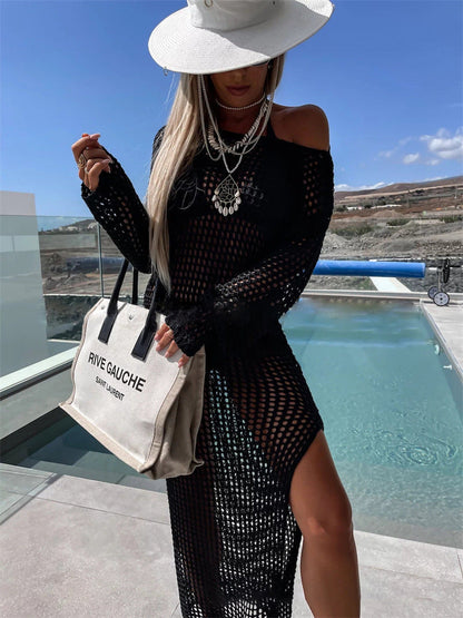 Women's knitted mesh dress with elegant cut and trendy design Ivyshape