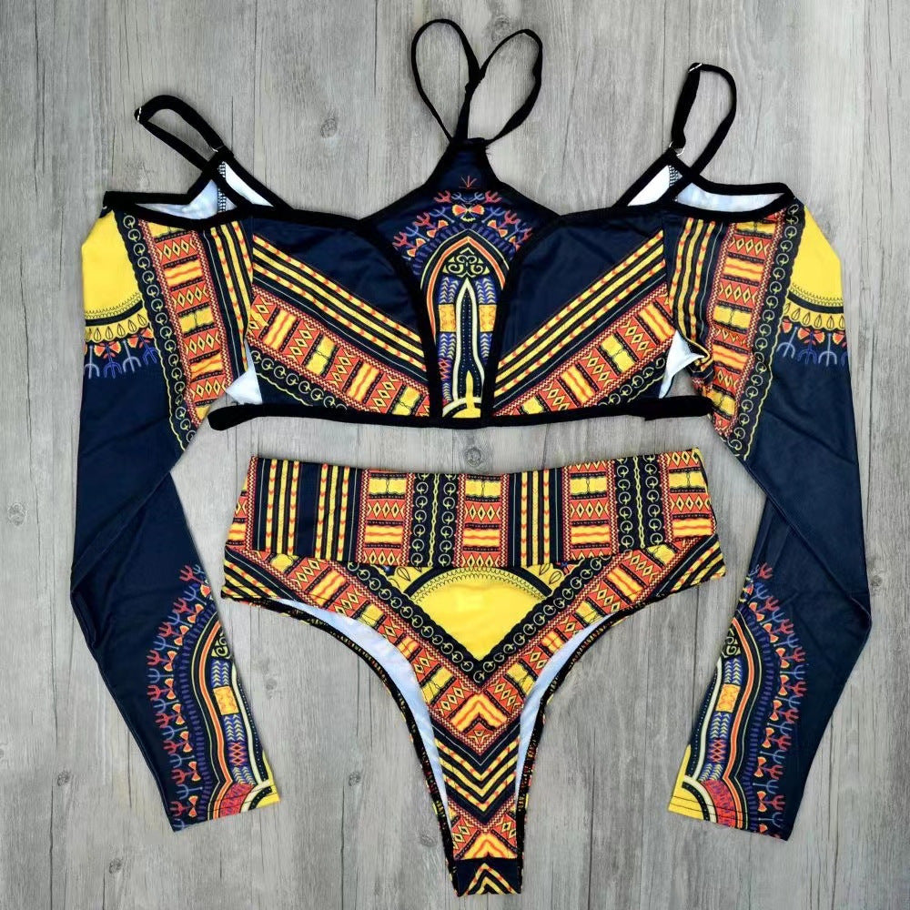 Women's Sporty Two-Piece with Long Sleeve Top and High Leg Cut Ivyshape