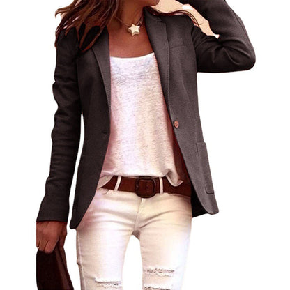 Women's elegant cut blazer with fine texture and modern details Ivyshape