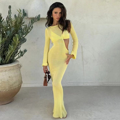 Women's maxi dress with side cut-out and elegant silhouette Ivyshape