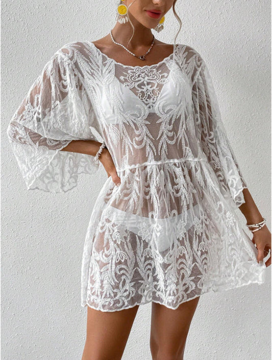 Women elegant lace beach dress Ivyshape