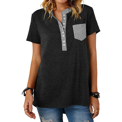 Women's Casual Polo Shirt with Button Placket and Pockets Ivyshape