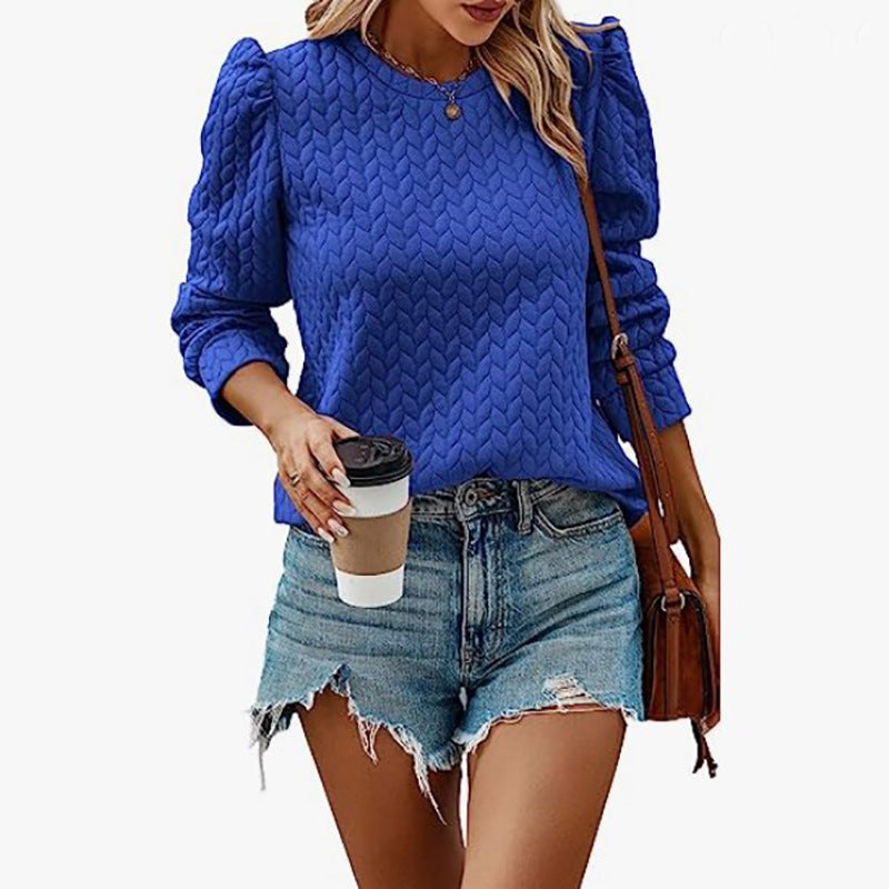 Women’s pullover with textured design and puff-sleeved arms Ivyshape
