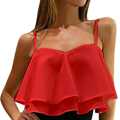 Women Flowing Layered Crop Top Ivyshape