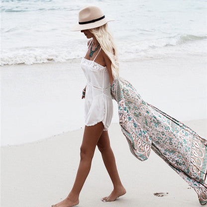 Women's Wrap Kimono with Floral Design and Loose Fit Ivyshape
