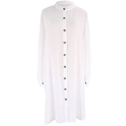 Women's Casual Beach Shirt Dress with Button Detail and Loose Fit Ivyshape